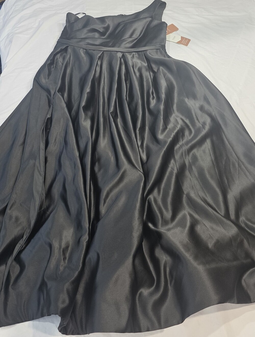 Stacees A-line Black Satin Sizw 20 One-Shoulder Floor-Length Prom Dress Formal